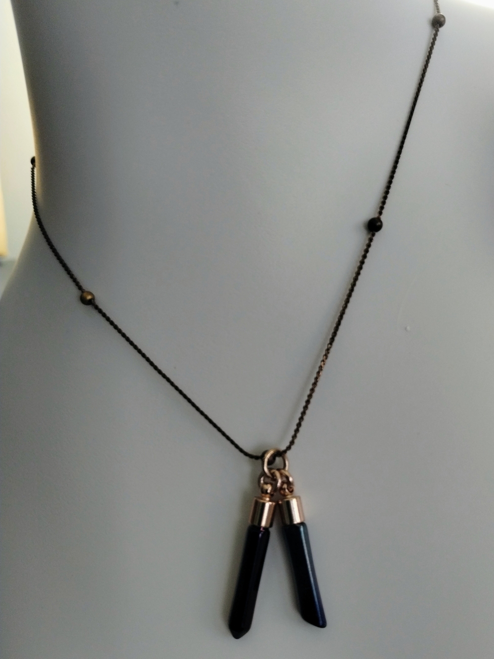 Women’s Pendant Necklace with Dual Crystal Charms
